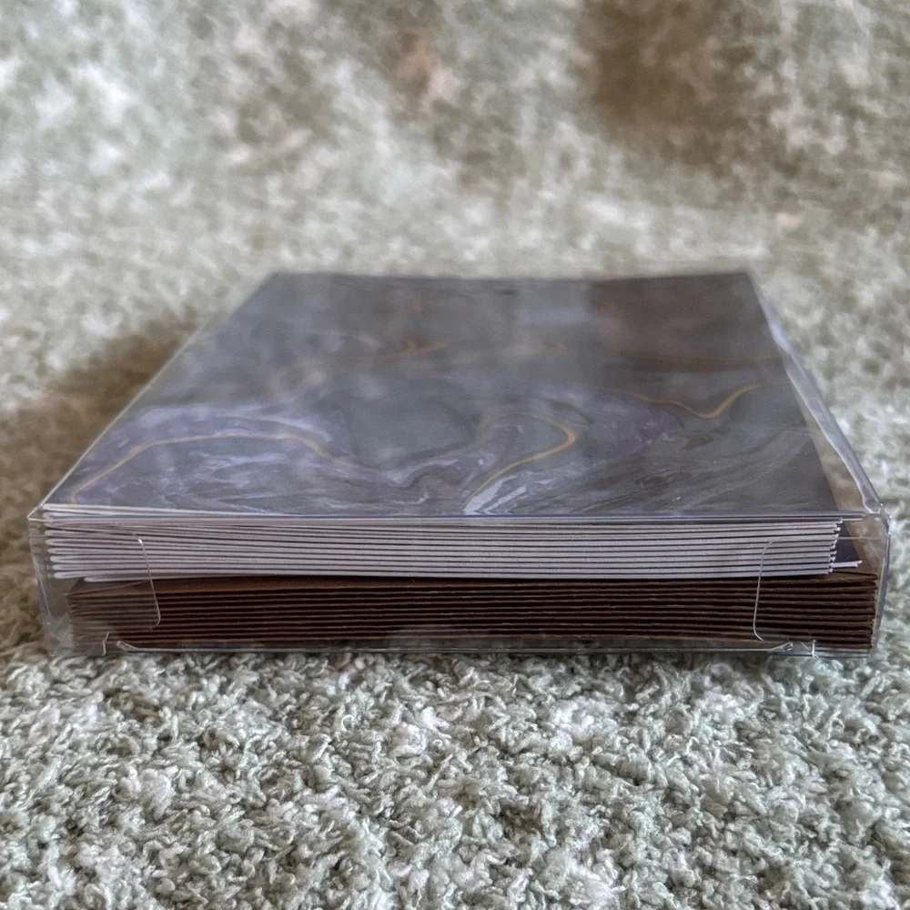 Midnight Blue and Gold Geode Marble Patterned Notecard Set of 10 NWT PS